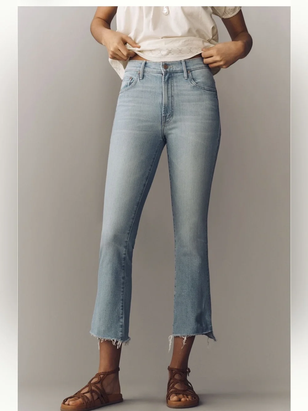MOTHER Insider High Rise Crop Straight Step Jeans